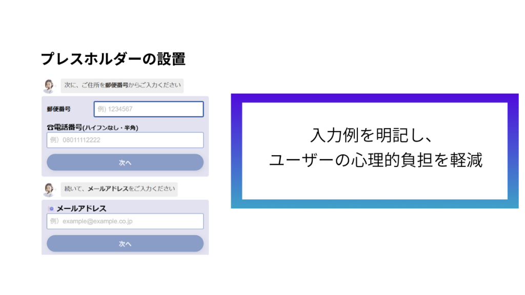入力例・形式ガイドで迷いをゼロに