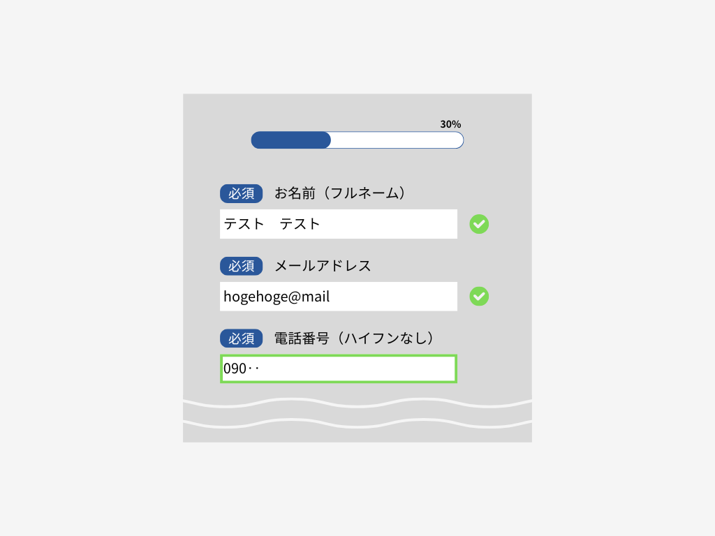 長いフォームは分割して入力をステップ化する