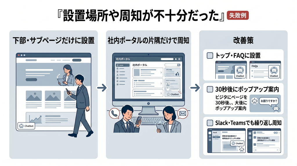 設置場所や周知が不十分だった