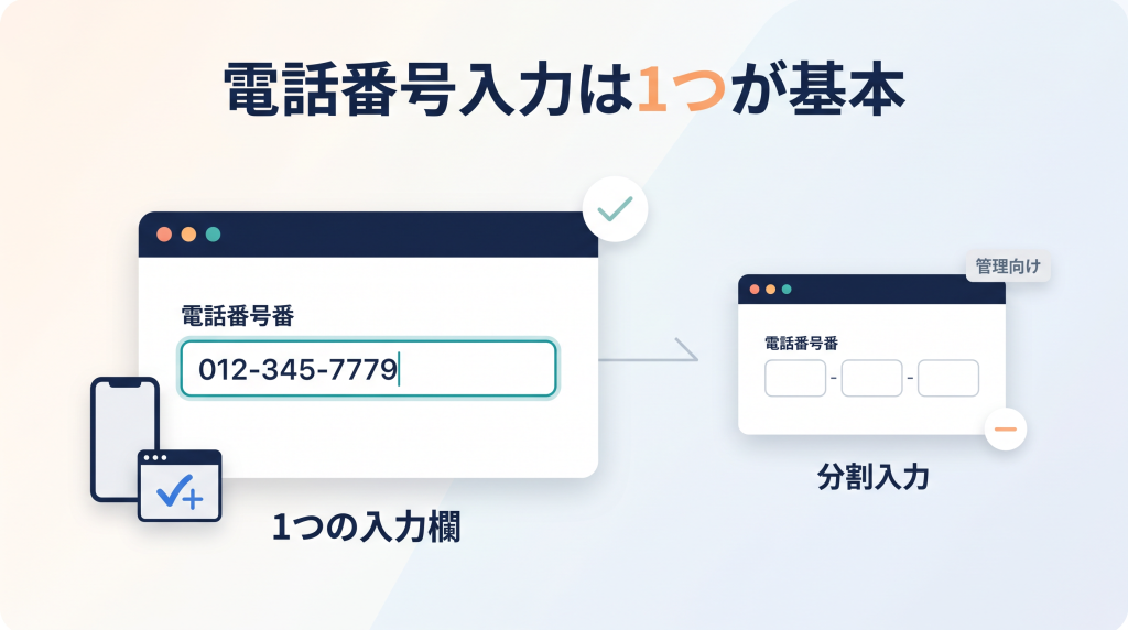 1つの入力欄と分割入力の使い分け